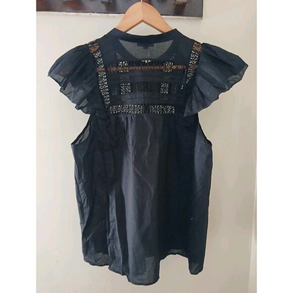 Rails Louella Embroidered Button Front Flutter Sleeve Blouse - Picture 7 of 9